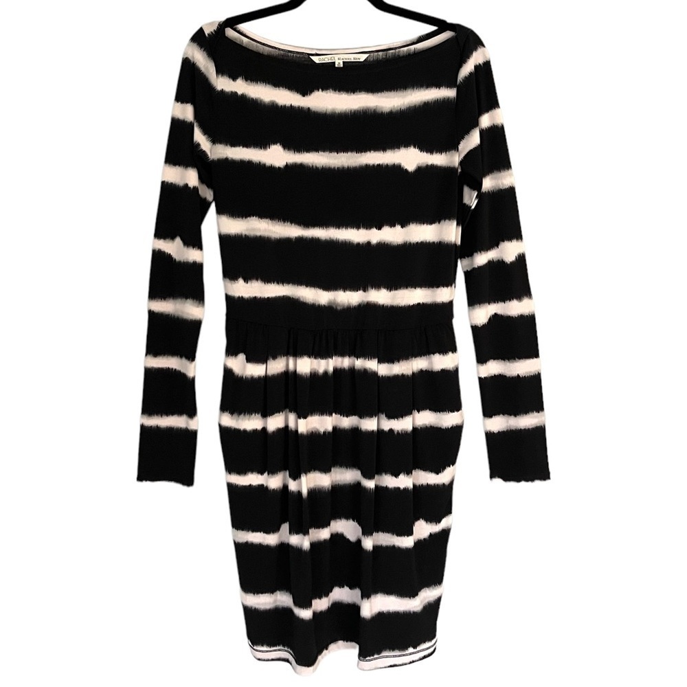 RACHEL Rachel Roy Black/White Long Sleeve Midi Dress Size Medium